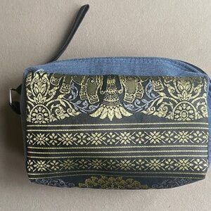 GOLD BLACK INDIAN THAI BROCADE MINI POUCH